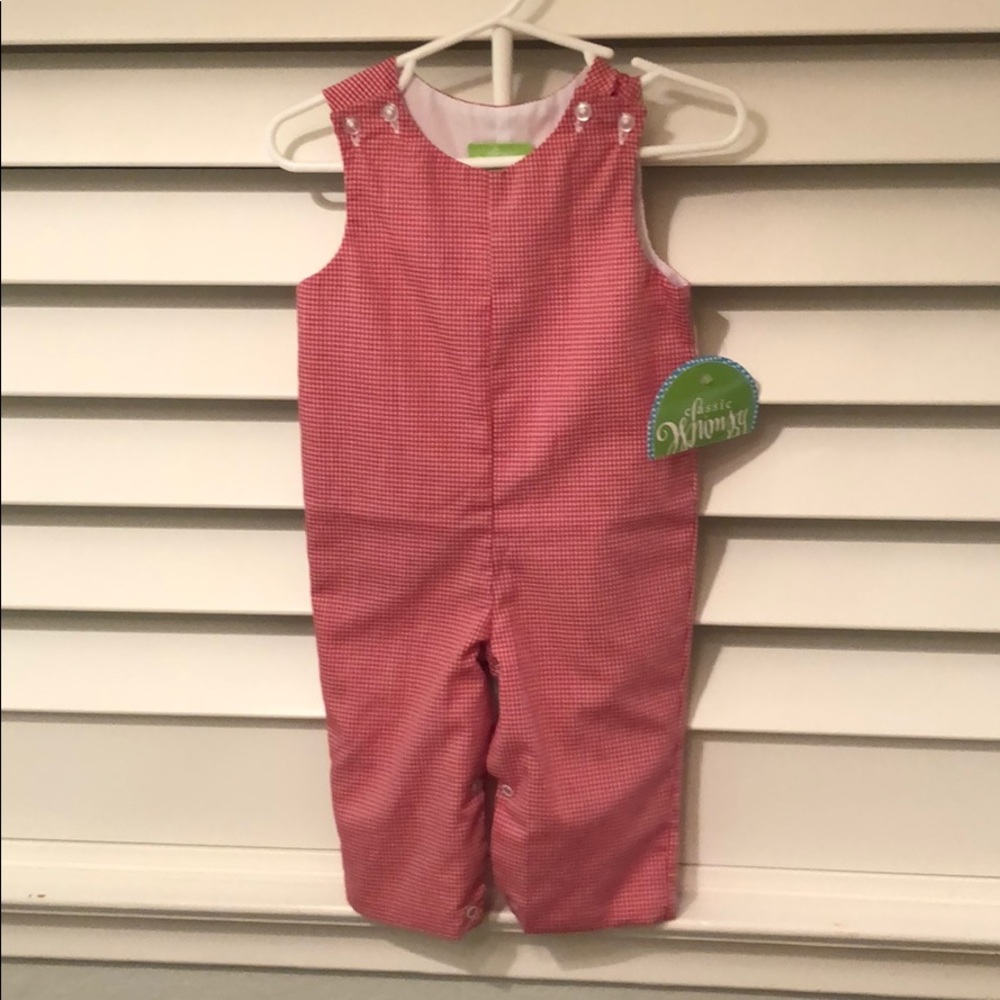 Red and white gingham Longall 3 months
